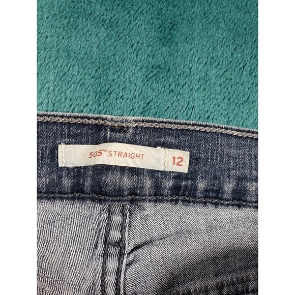 Levis 505 Jeans Size 12 Short Womens Blue Stretch Pants Mid Rise Curvy Straight - Picture 3 of 15